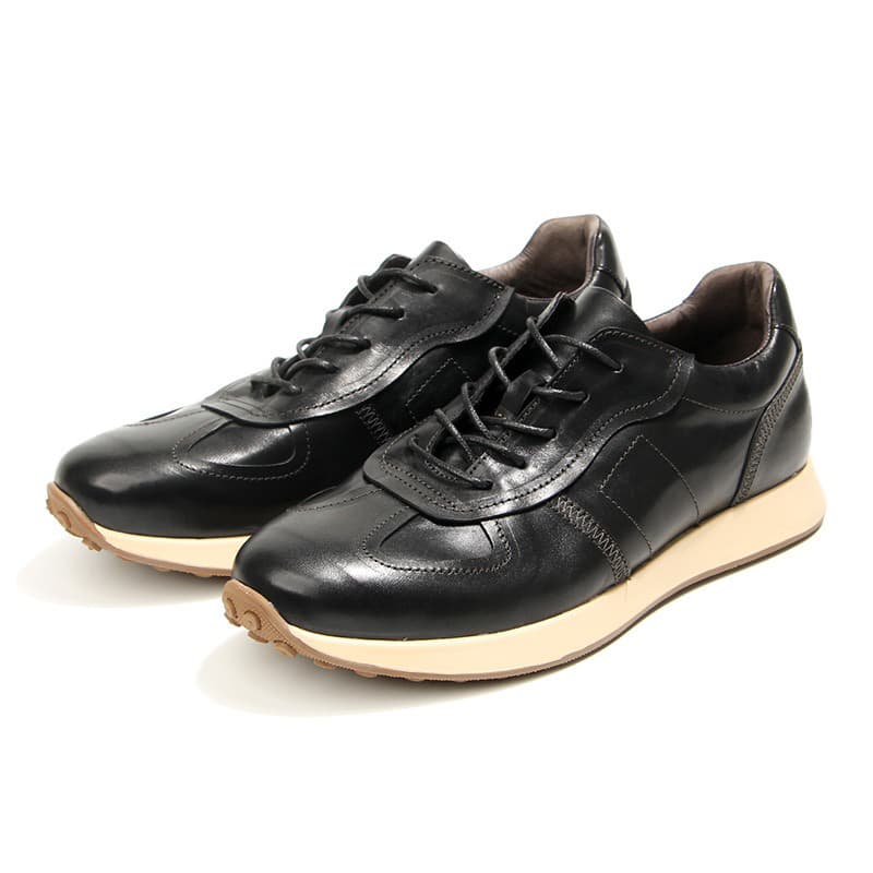 luxury Genuine Leather Handmade Men's Shoes, Casual Horsehide Men Sneakers, Daily Footware For Man, leather Sneakers thumbnail 5